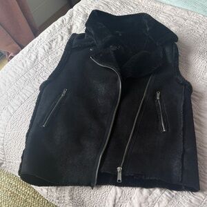 Romeo & Juliet Couture Black Shearling Vest